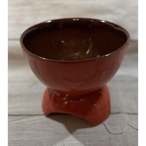 Vintage Frankoma Pottery Flame Red Orange F36 Footed Tripod Bowl Vase Planter